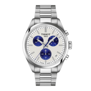 Tissot PR100 40mm T150.417.11.011.00 - bracciale e cassa acciaio - quadrante bianco e blu con cronografo e datario